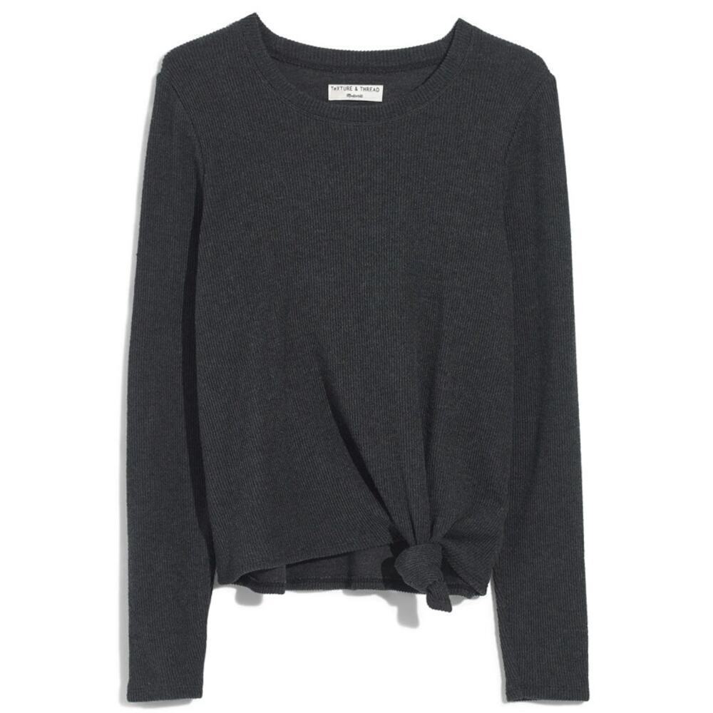 MADEWELL Elwood Knot Front Top Sweater in Gray Size Small